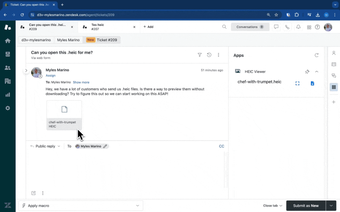 Preview Image Attachments in Action